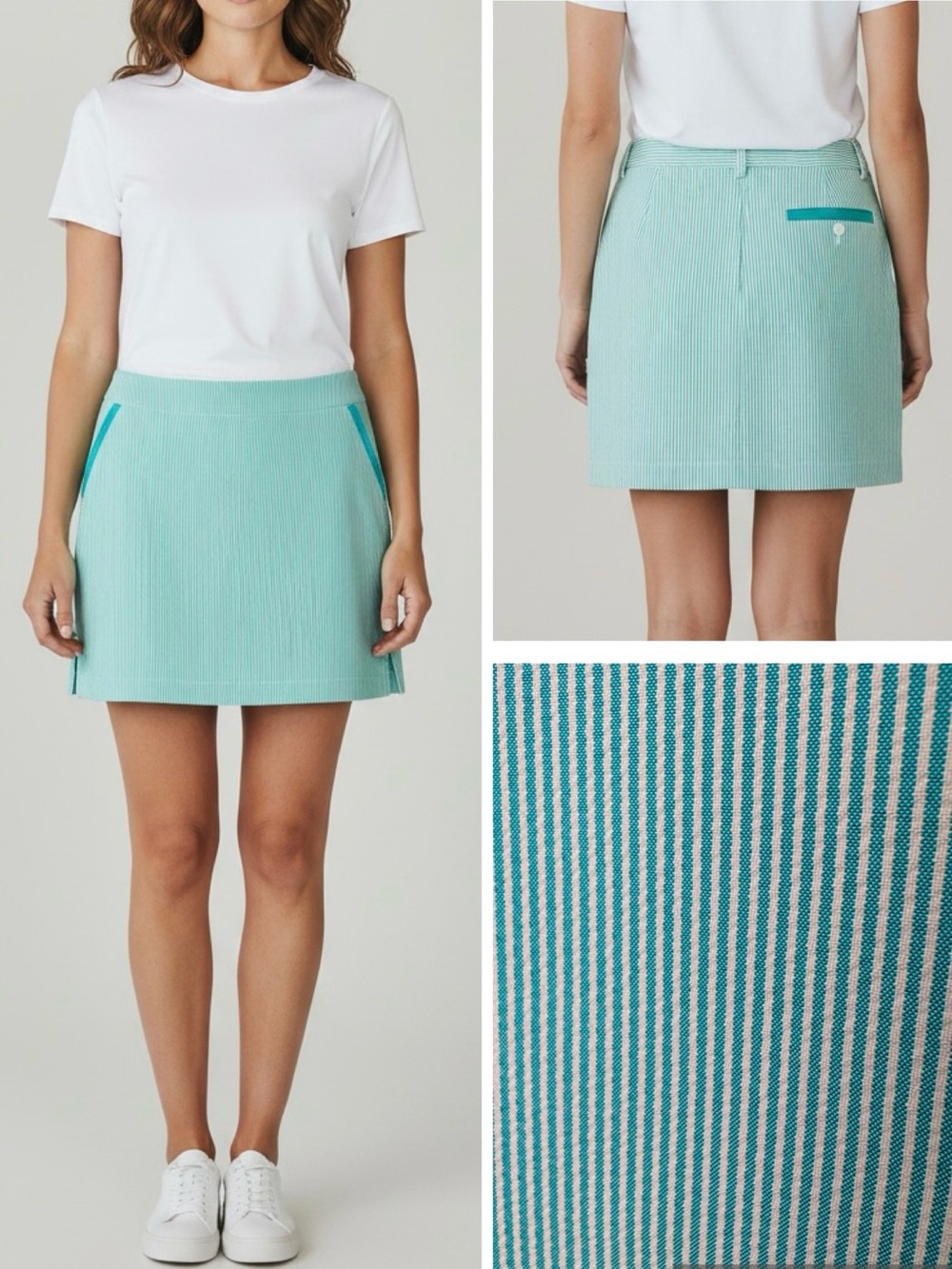 Lady Hagen Golf Skort Womens Size 14 Green Seersucker Tennis Pickleball Preppy